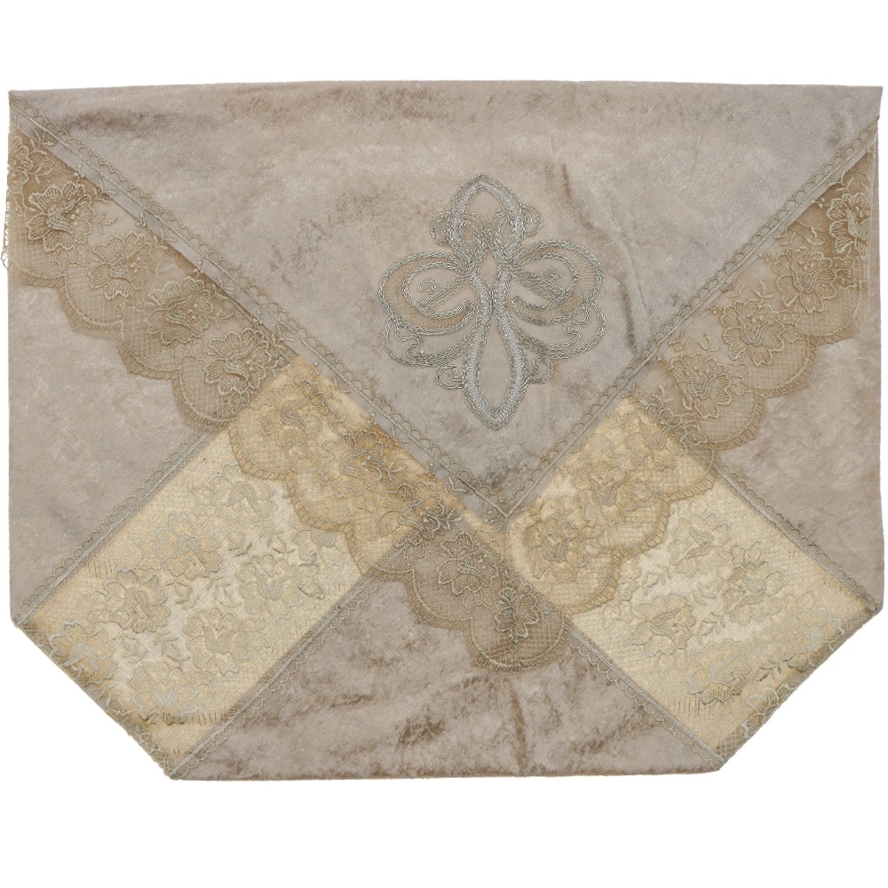 ÖFG Kadife İncili Kenar Güpürlü Zambak Zarf Bohça