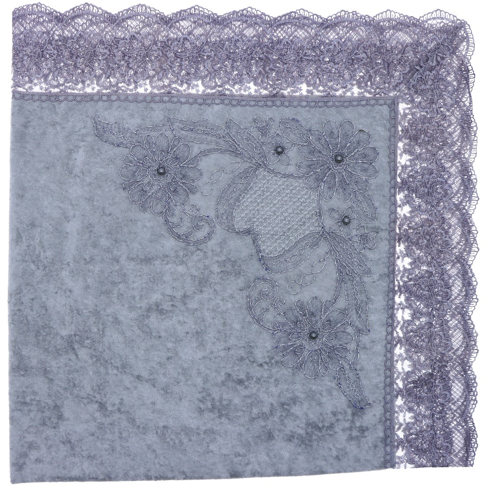 ÖFG Zambak Kadife İncili Bohça- Gri - STANDART