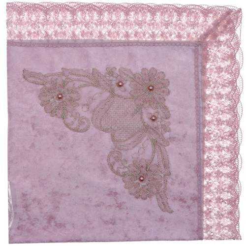 ÖFG Zambak Kadife İncili Bohça- Pudra - STANDART