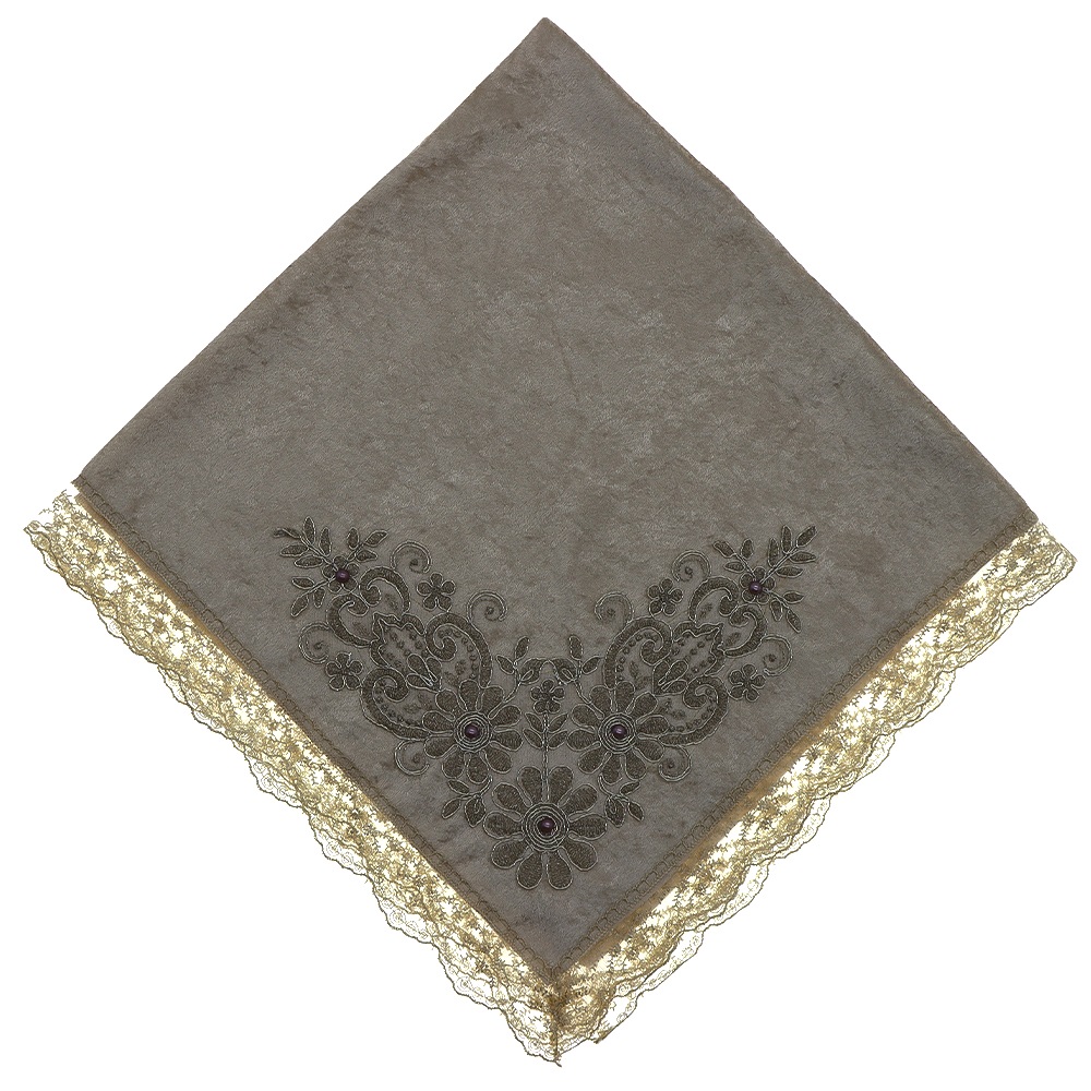 ÖFG Aplike Kadife İncili Güpürlü Bohça