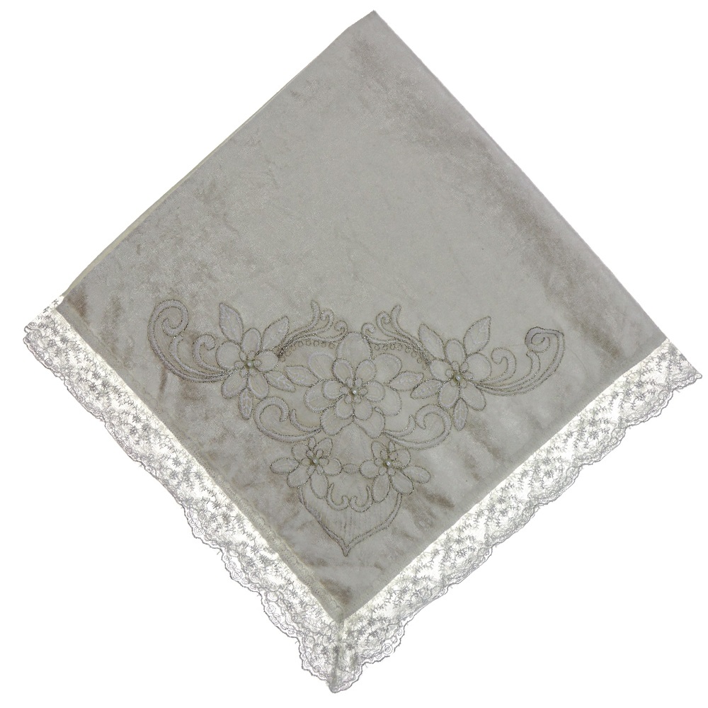 ÖFG Aplike Kadife İncili Güpürlü Bohça