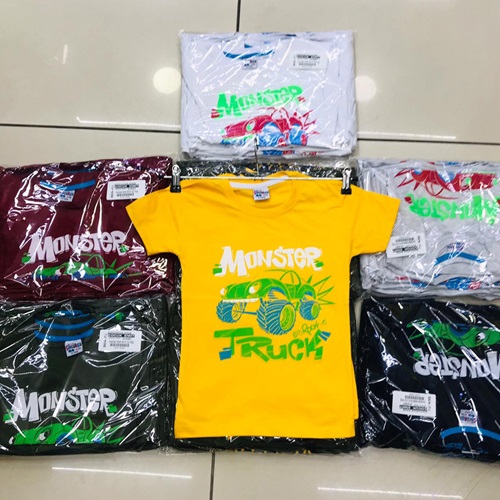 Çocukça Kids 0008 Erkek Çocuk Monster Baskılı Penye Tişört 3-12 Yaş