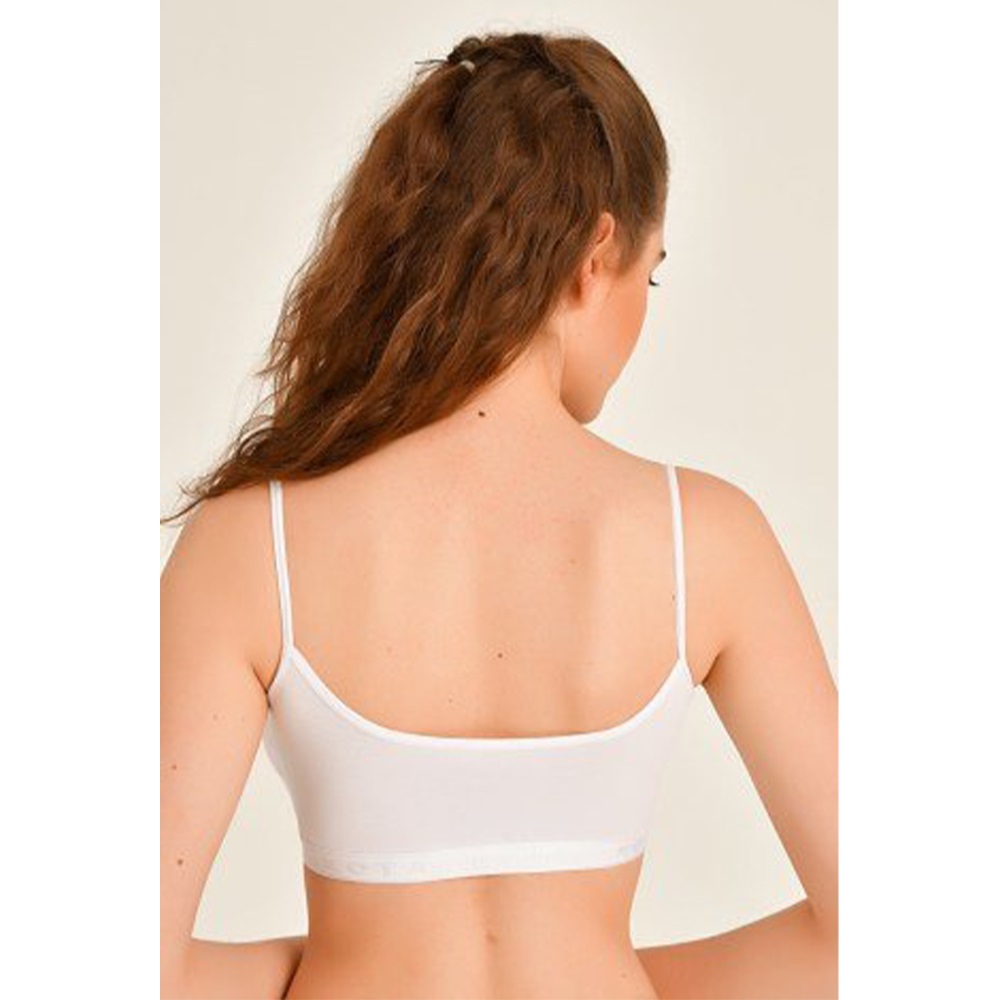 Dondeza 419 Düz İp Askı Pedli Büstiyer - Beyaz - L-XL