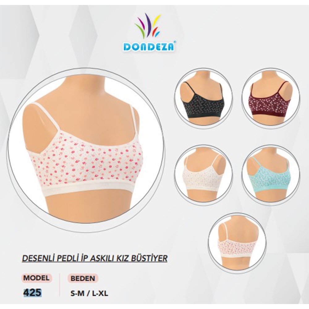Dondeza 425 Desenli Pedli İp Askılı Büstiyer