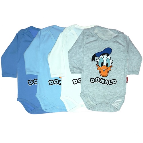 Pabbuc Baby Erkek Bebe Donald Bas. U.Kollu Çıtçıtlı Badi 3-6-9-12 AY - Mavi - 3-6-9-12 AY