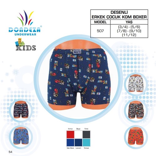 Dondeza 507 Desenli Erkek Çocuk Kom Boxer - karışık renk - 3-4 YAŞ