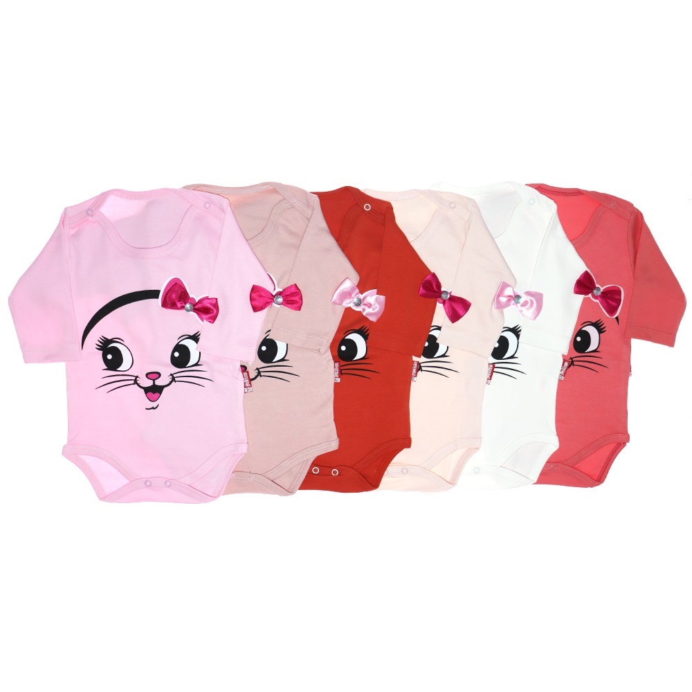 Pabbuc Baby Kız Bebe Taş Fiyonklu Bas. U.Kollu Çıtçıtlı Badi 3-6-9-12 AY