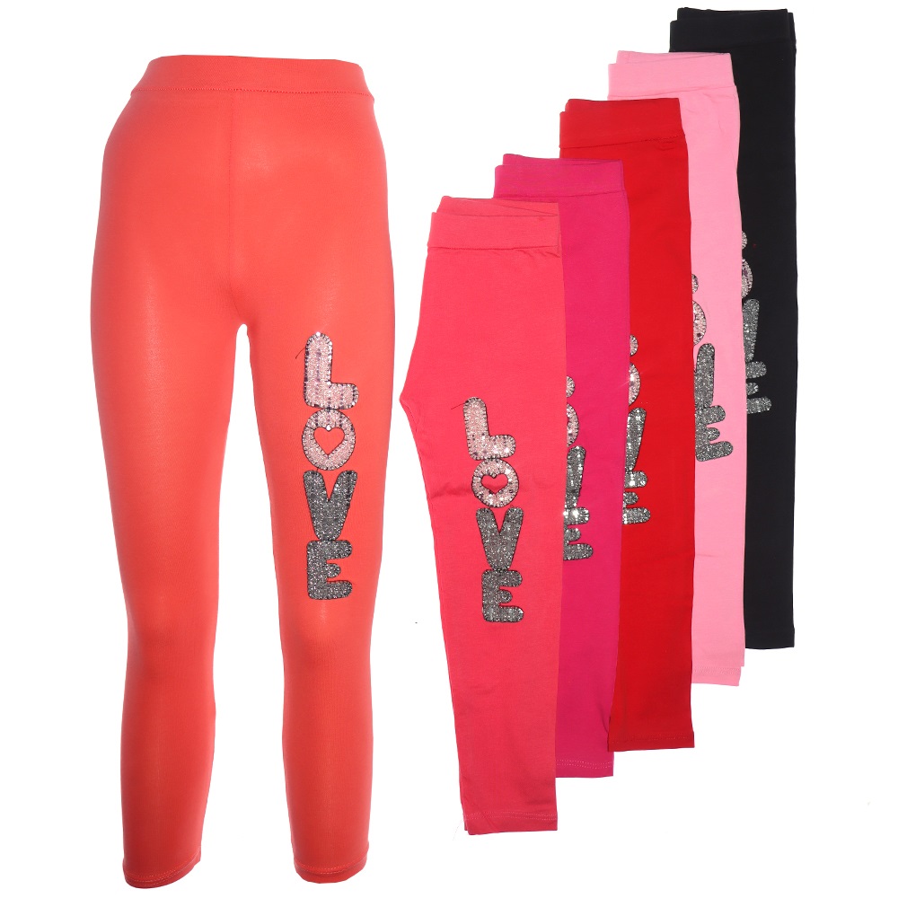 Ayhan Tekstil Kız Çocuk Pullu Love Baskılı Tayt 5-12- Yaş