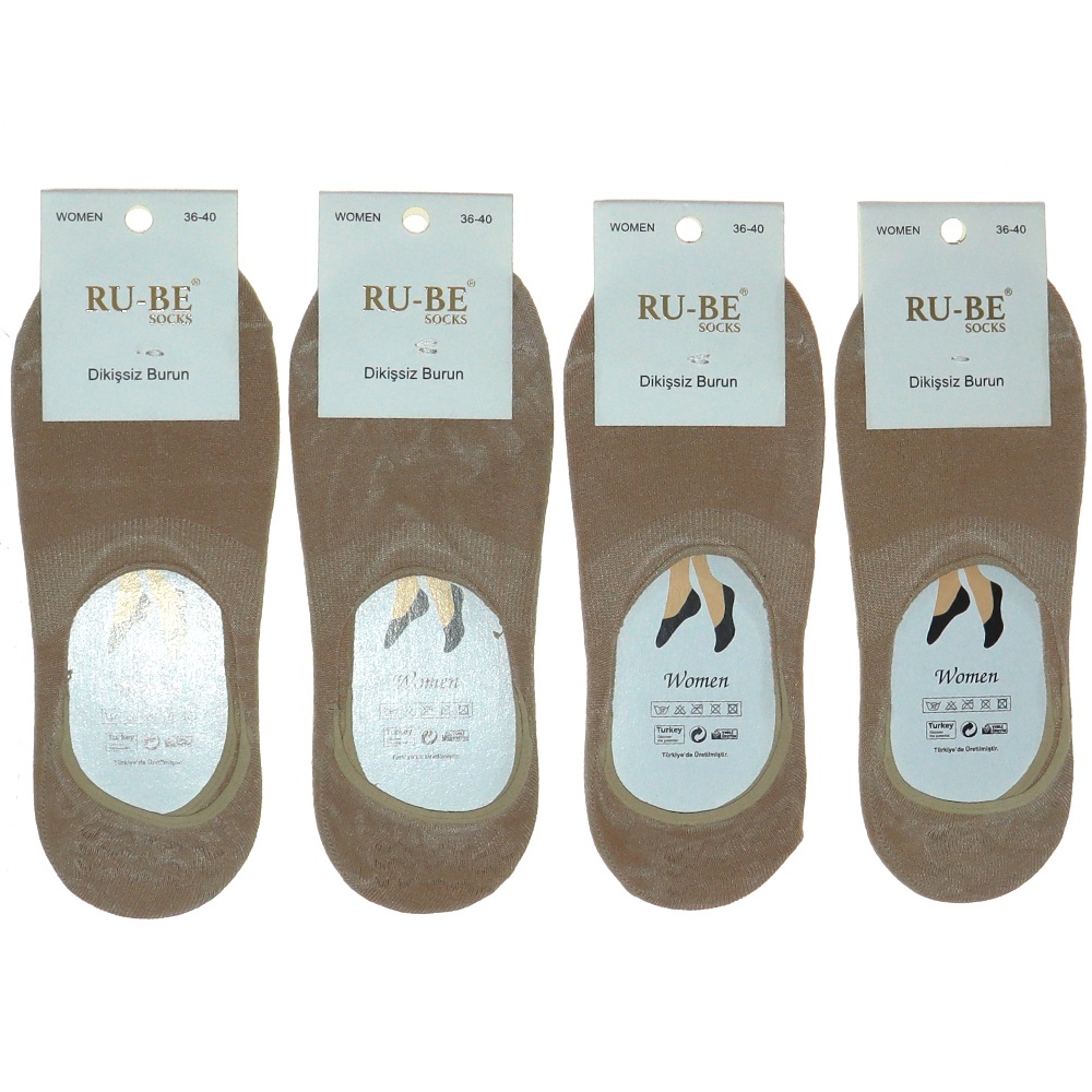 Ru-be 7218 Bayan Likralı Dikişiz Bambu Babet Çorap - Ten