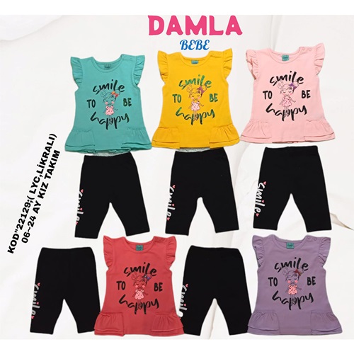 Damla 22129 Kız Smile Baskılı 2 li Takım 6-24 Ay