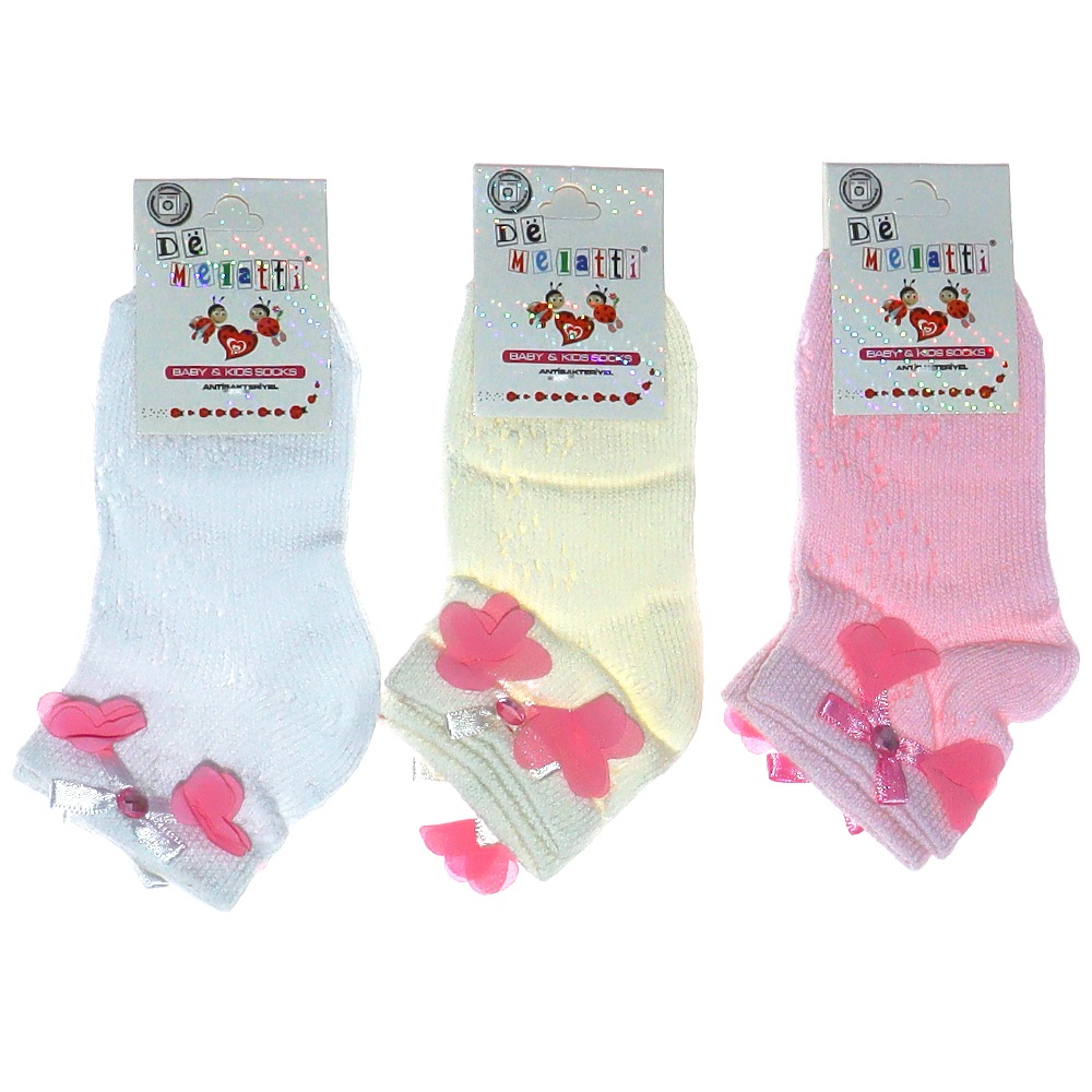 De Melatti Kız Çocuk Aksesuarlı Fileli Antibakteriyel Patik Çorap