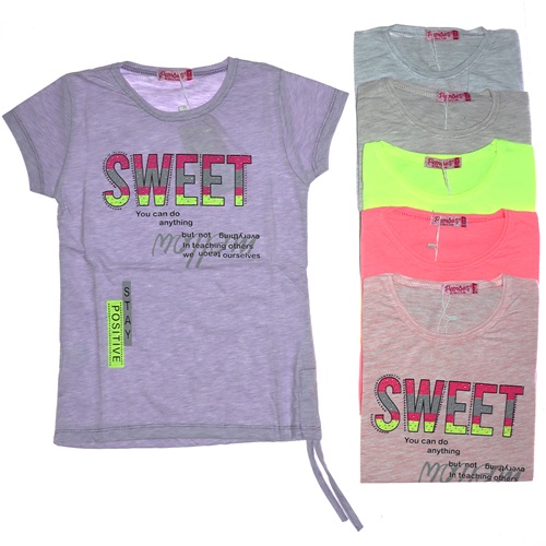 Pembe Life 4148 Kız Çocuk Sweatshirt Baskılı Taşlı Tişört 5-8 Yaş