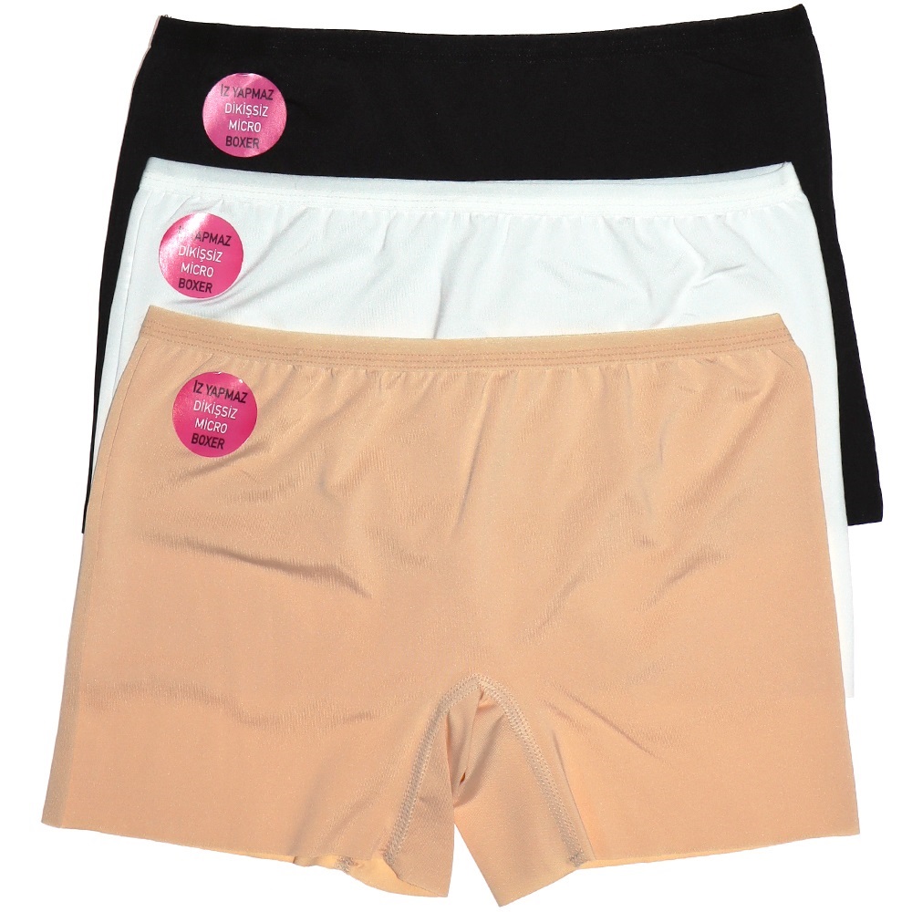 Deza 5038 Bayan Micro Dikişsiz İz Yapmaz Düz Boxer - Ten - M
