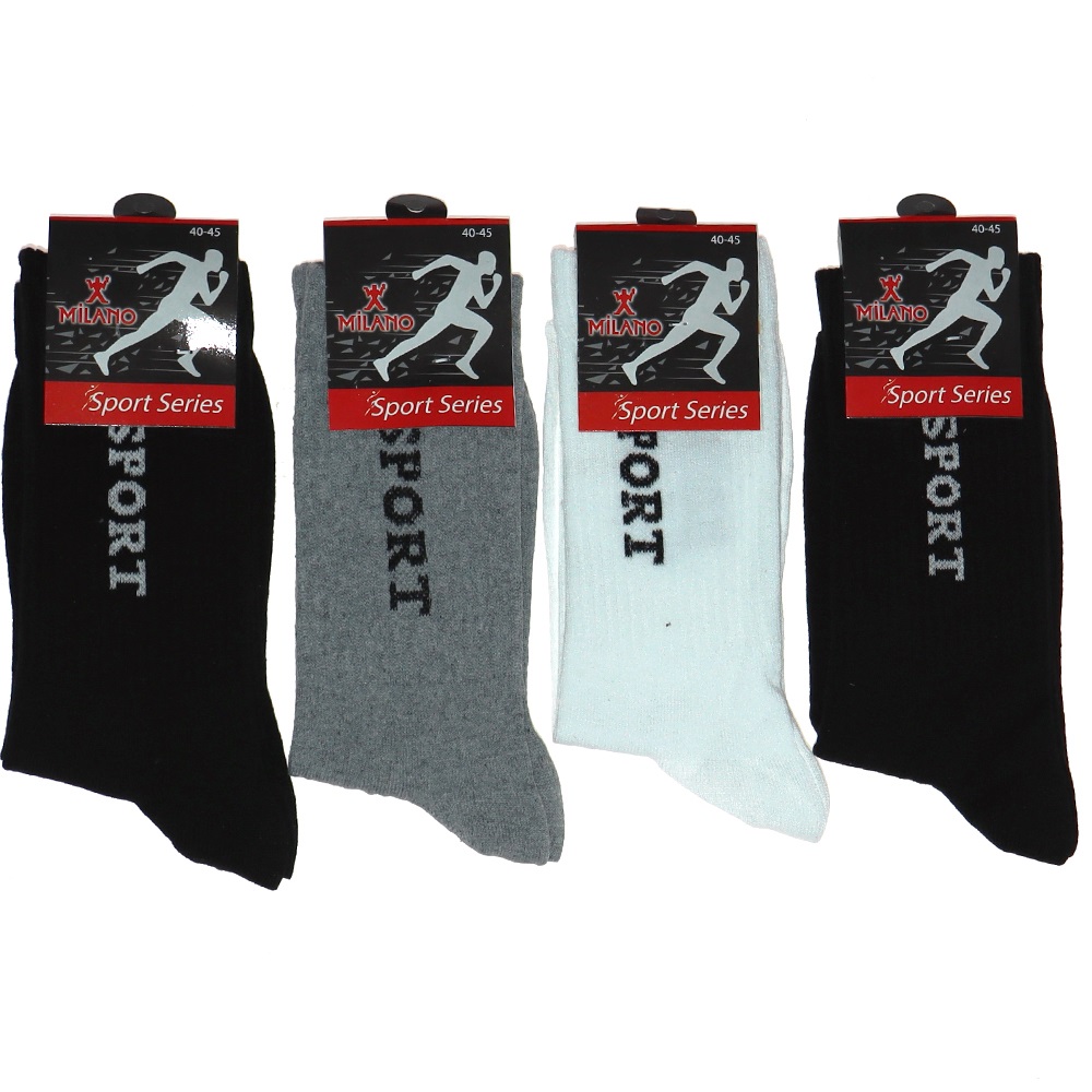 Milano 9853 Erkek Sport Likralı Tenis Soket Çorap - Düz Karışık Renk
