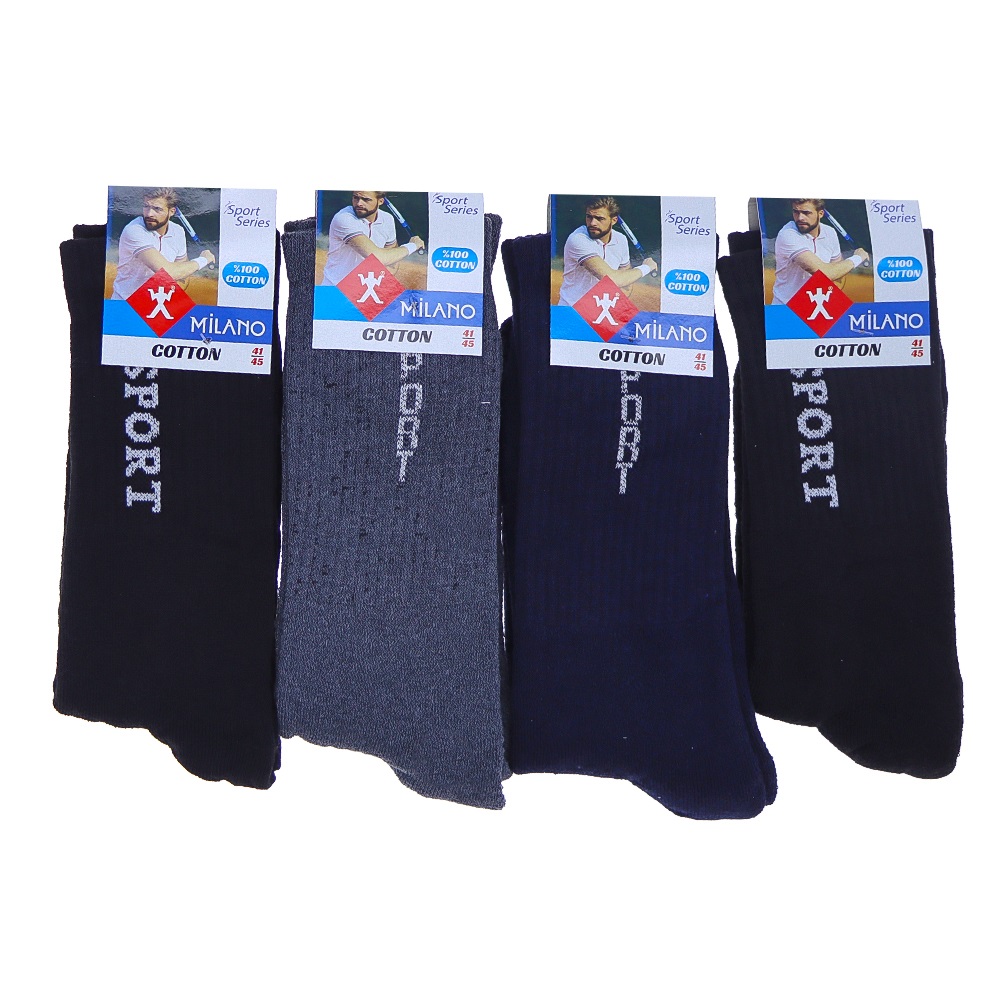 Milano 9853 Erkek Sport Likralı Tenis Soket Çorap - Düz Karışık Renk