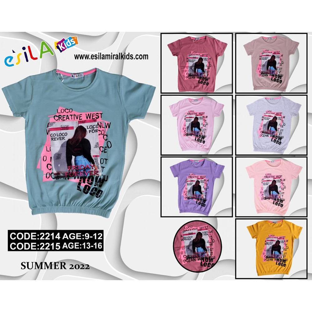 Esila 2215 Kız Çocuk Sıfır Yaka Now Loco Baskılı Tişört 13-16 Yaş