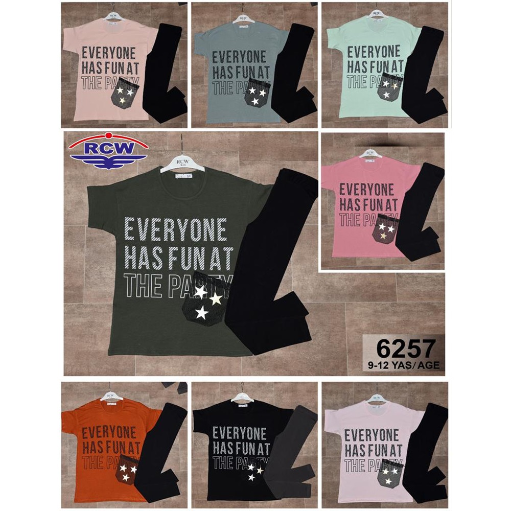 RCW Love 6257 Kız Çocuk Penye Party Bas. Taytlı Takım 9-12 Yaş