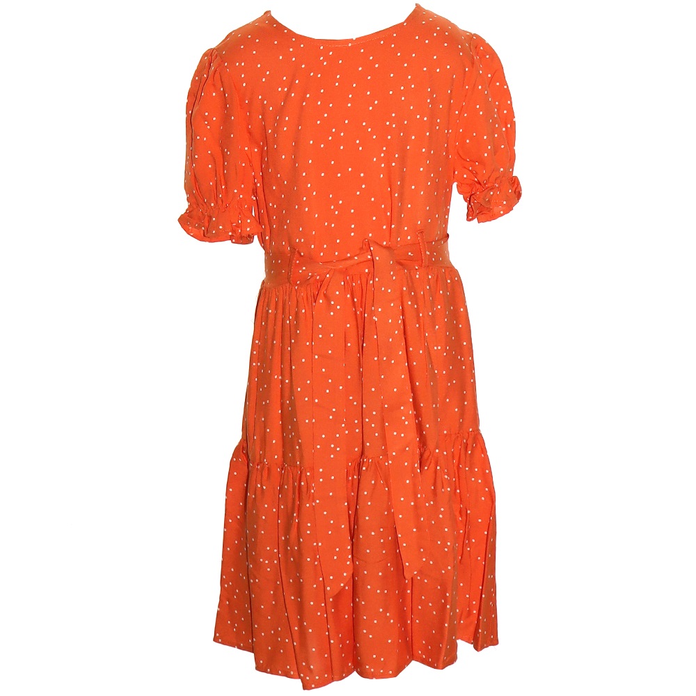 Ramon Kız Çocuk Puantiyeli Fırfırlı Kısa Kol Elbise 9-14 Yaş