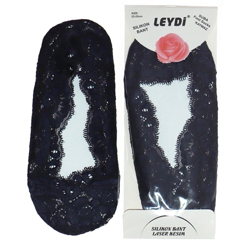 Leydi 8615 Bayan Dantelli Lazer Kesim Suba Çarık Çorap - Lacivert