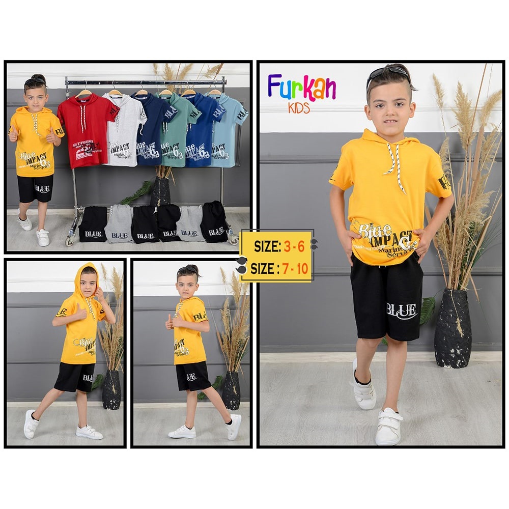Furkan Erkek Çocuk Blue 63 Baskılı Kapşonlu Takım 3-6 Yaş