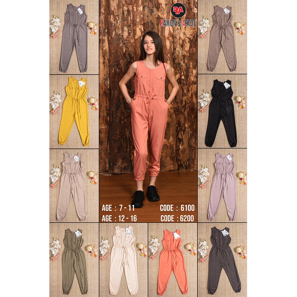 Ramon Kız Çocuk Artos Cepli Keten Tulum 7-11 Yaş