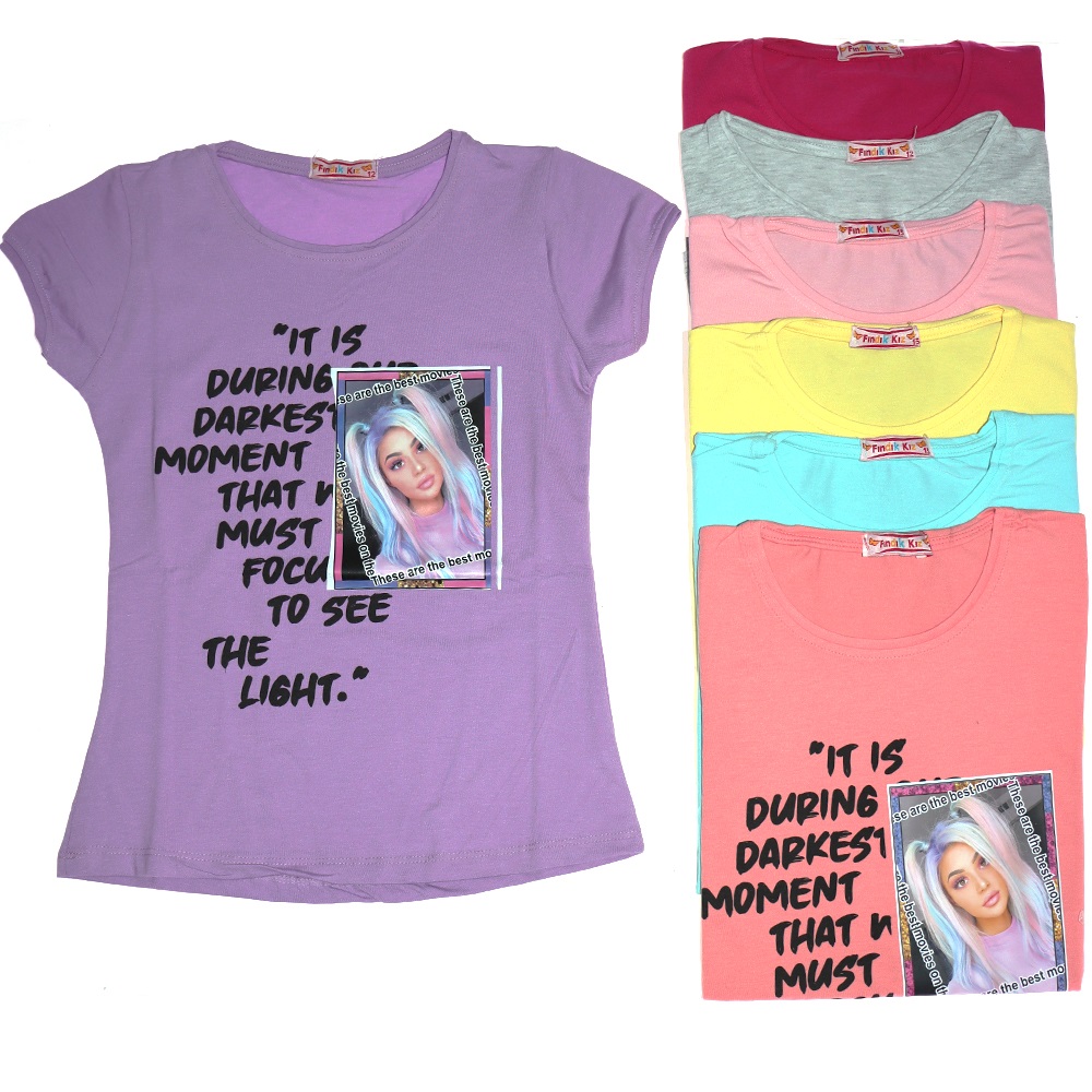 Fındık Kız Kız Çocuk Çerçeveli Kız Baskılı Tişört 12-15 Yaş - Somon - 12-15 YAŞ