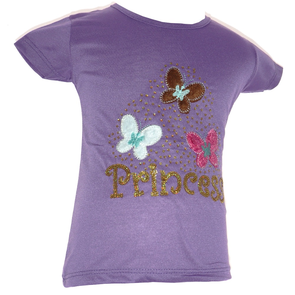 Azranur 10018 Kız Çocuk Kelebek Nakışlı Tişört 3-7 yaş