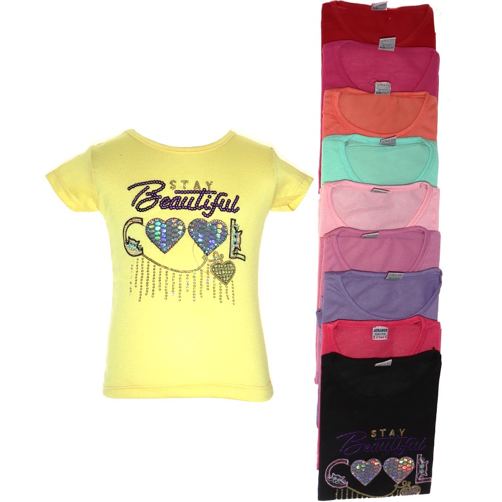 Azranur 10022 Kız Çocuk Beautiful Cool Nakışlı Tişört 3-7 Yaş - Su Yeşili - 3-7 YAŞ