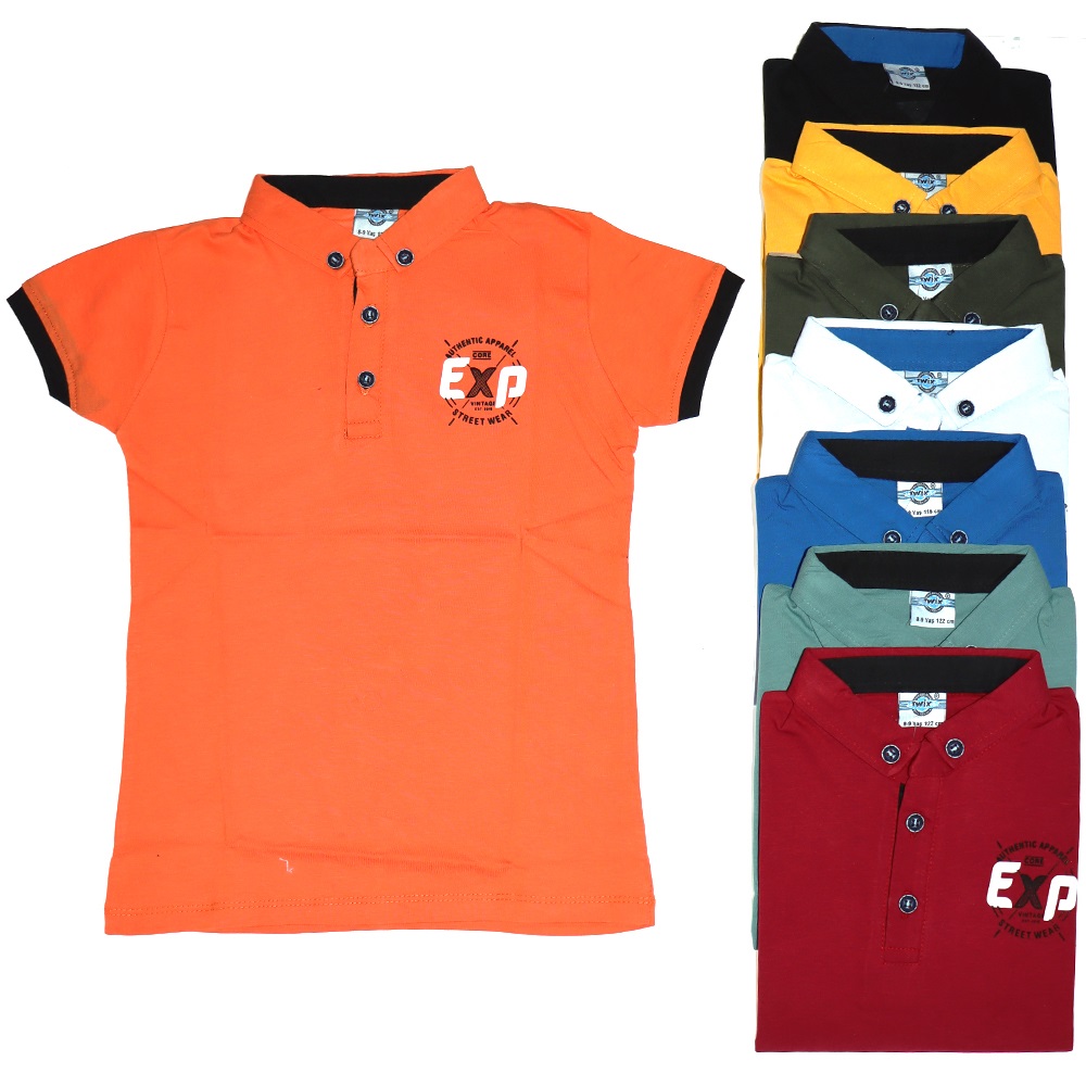 Twix 8518 Erkek Çocuk Yakalı Explore Baskılı Tişört 5-8 Yaş