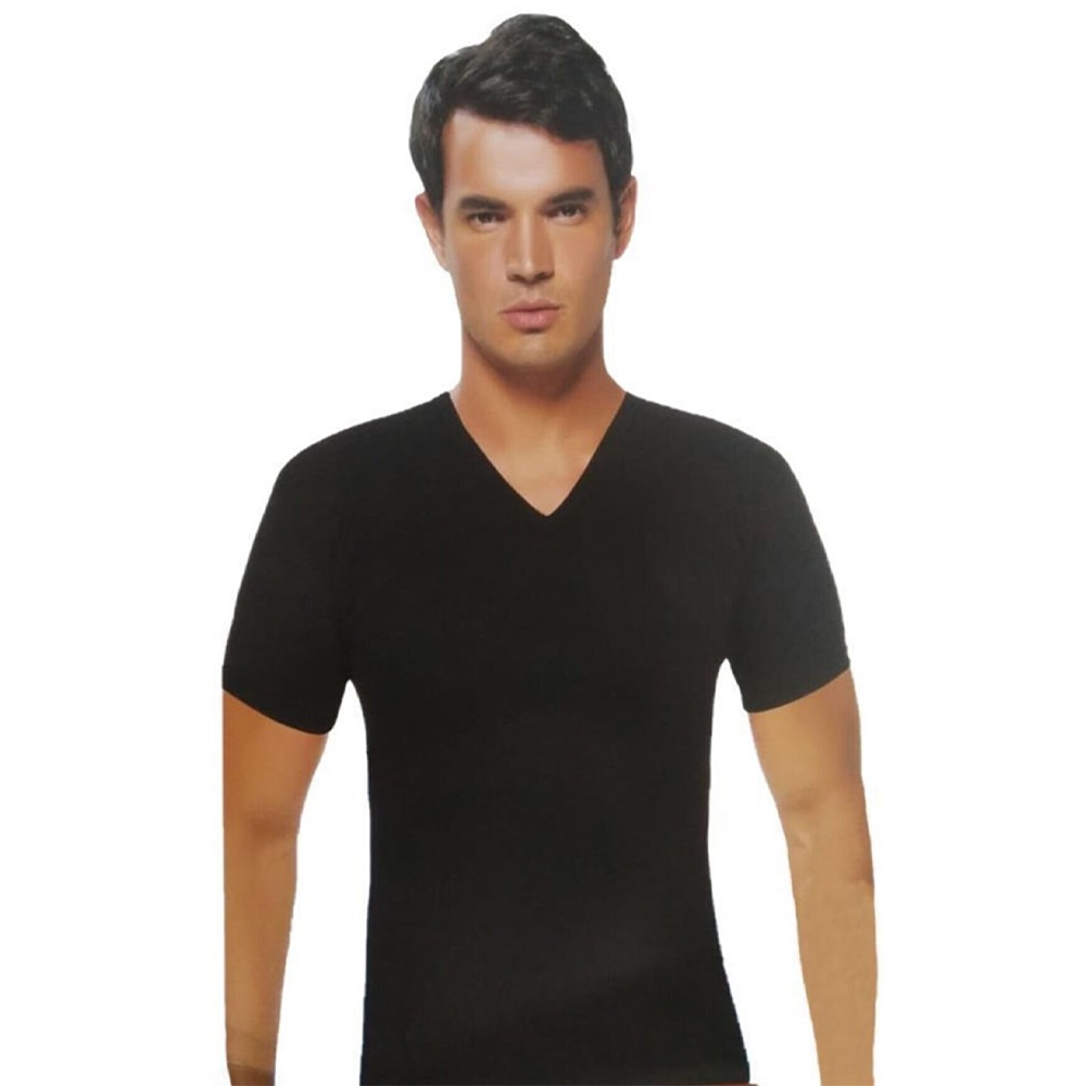 Sedef Yıldız 1084 Erkek V Yaka Spor Kollu Fanila - Siyah - XL