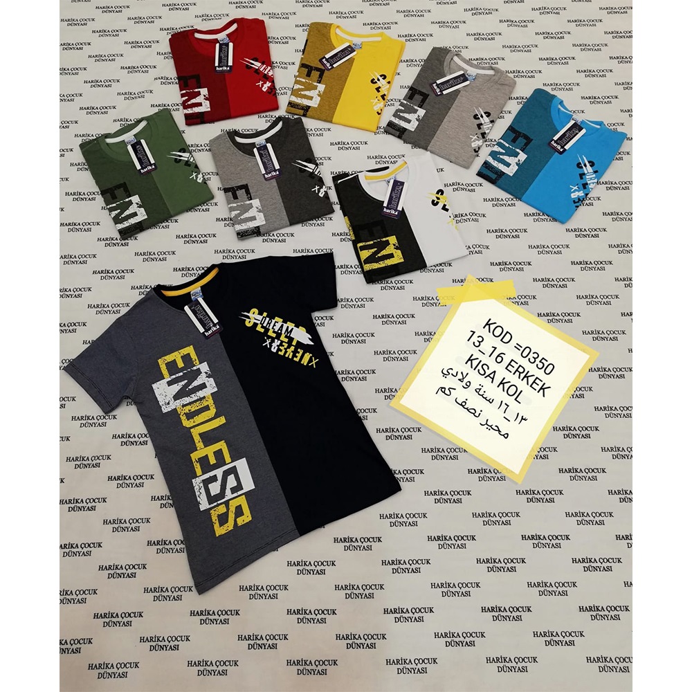 Harika Çocuk 0350 Erkek Çocuk Baskılı Kısa Kol Tişört 13-16 Yaş
