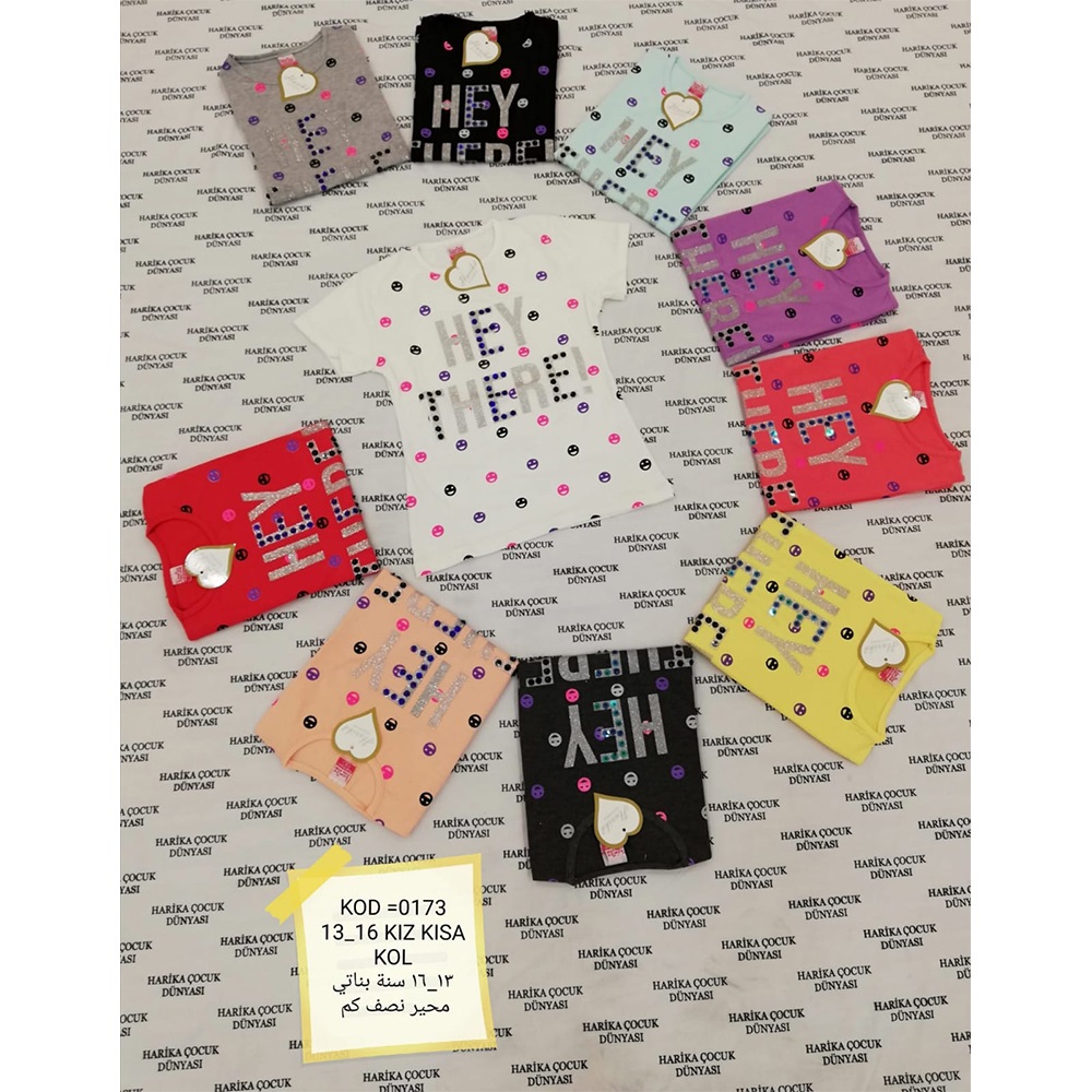 Harika Çocuk 0173 Kız Çocuk Baskılı Kısa Kol Tişört 13-16 Yaş