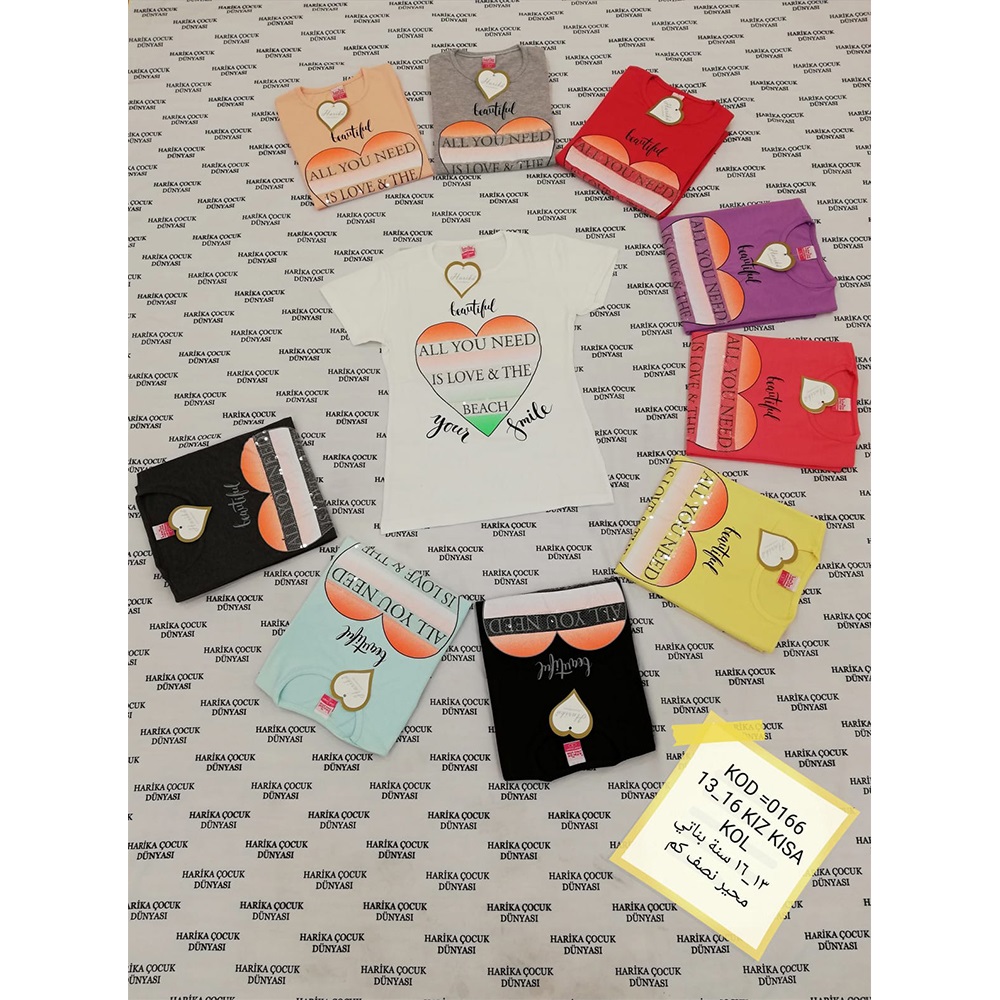 Harika Çocuk 0166 Kız Çocuk Baskılı Kısa Kol Tişört 13-16 Yaş