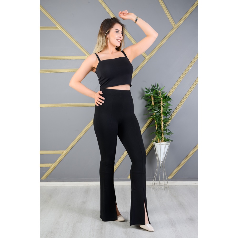 Natural 599 Bayan Çelik Yırtmaçlı İspanyol Paça Tayt S-XL