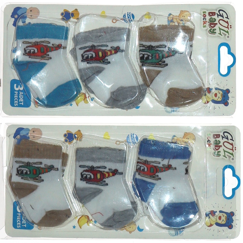 Gül Baby 0581 Erkek Bebe Desenli Likralı Soket Çorap