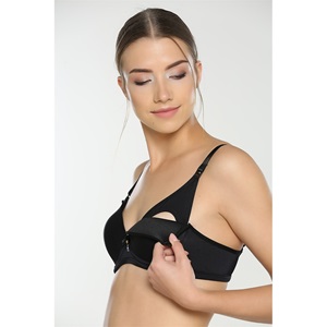 Nbb 3628 Bayan Kaplı Balenli Dolgusuz Emzirme Sütyeni - Siyah - 80