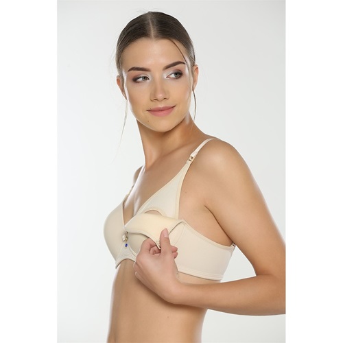 Nbb 3628 Bayan Kaplı Balenli Dolgusuz Emzirme Sütyeni - Ten - 80