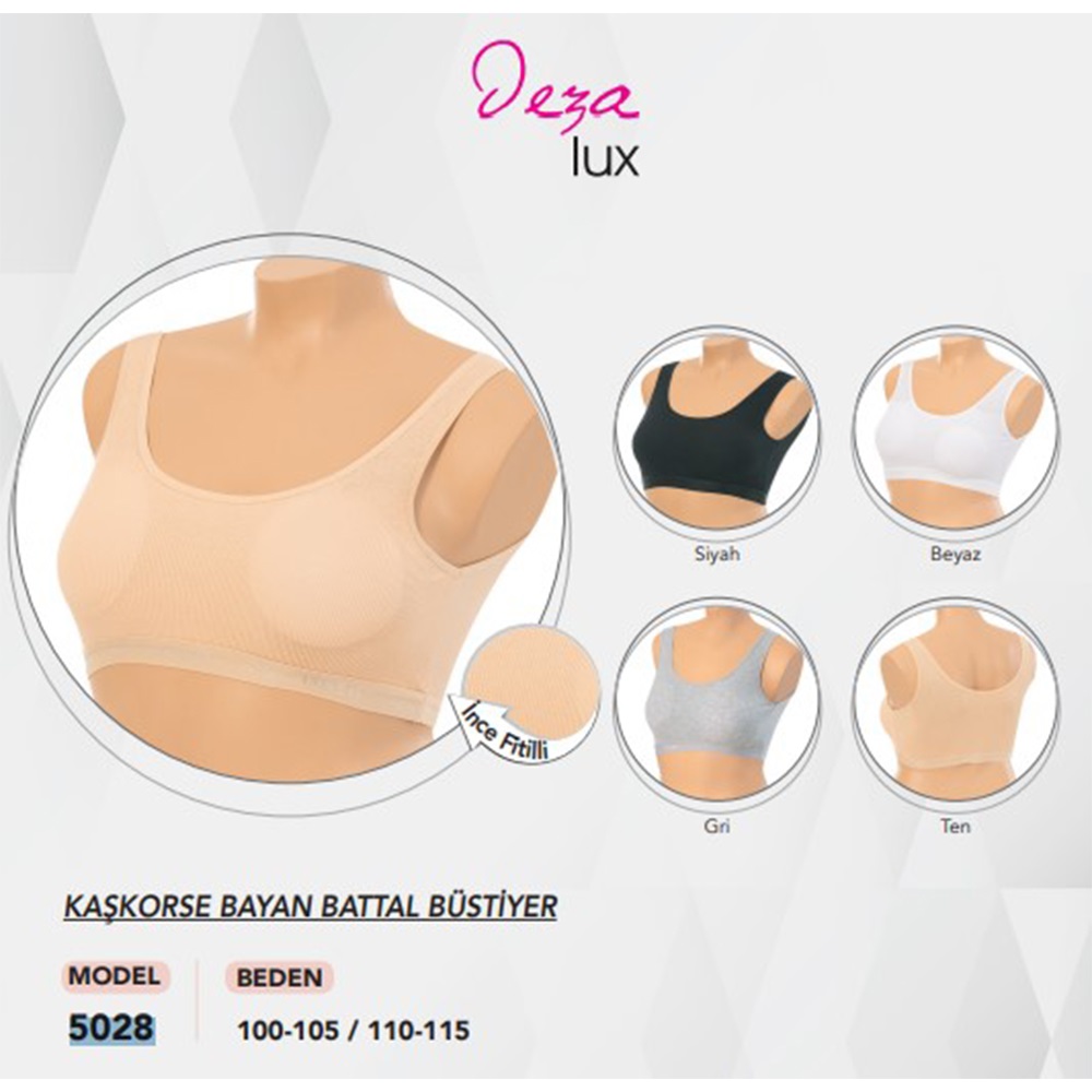 Deza Lüx 5028 Bayan Battal Kalın Askılı Fitilli Pedli Büstiyer