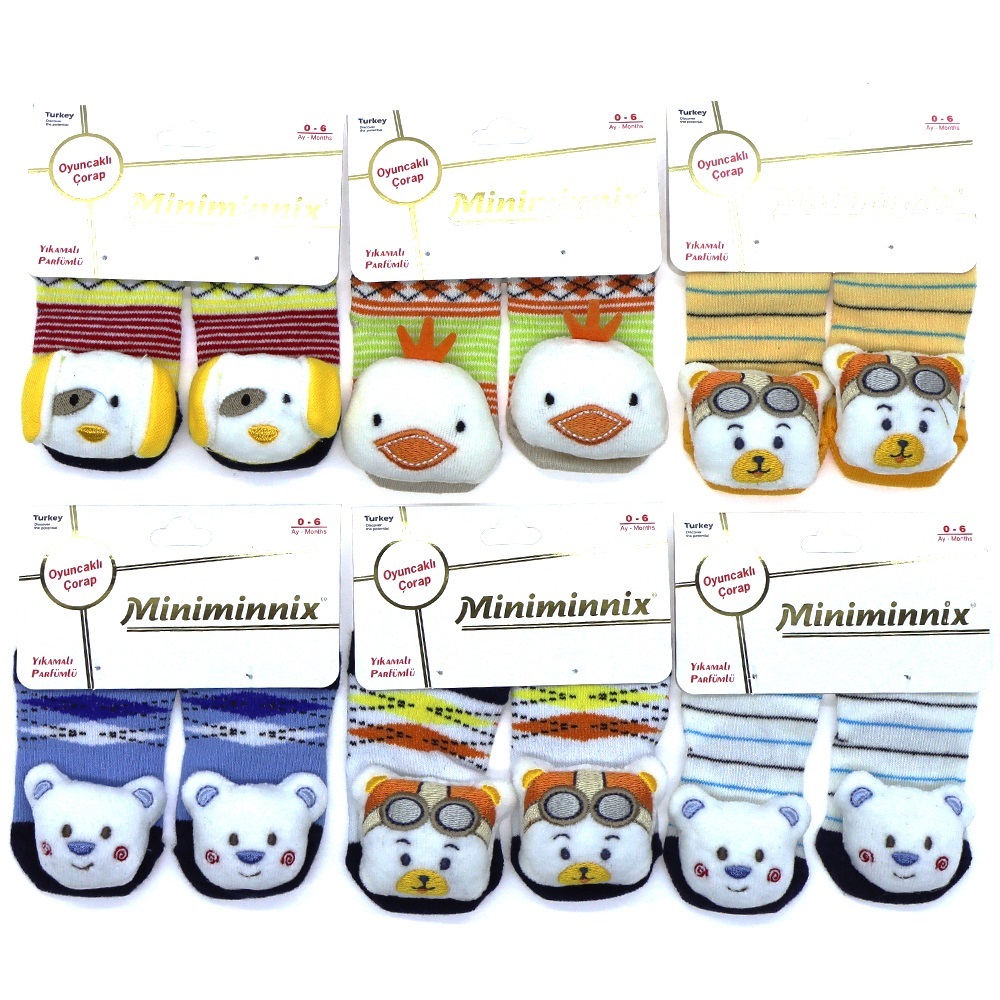 Miniminnix 1212 Bebe Likralı Yıkamalı Parfümlü Oyuncaklı Soket Çorap
