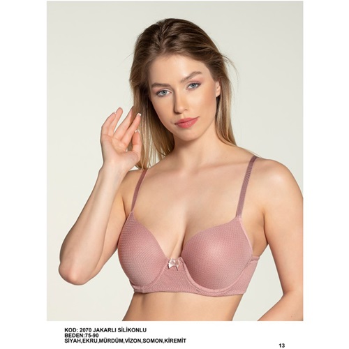 Billiza 2070 Bayan Destekli Jakarlı Sütyen 75-90 - Mürdüm
