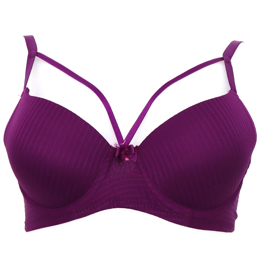 Billiza 2040 Bayan Çapraz Askılı Desteksiz Jakarlı Sütyen 80-95 - Mürdüm - 80-85-90-95