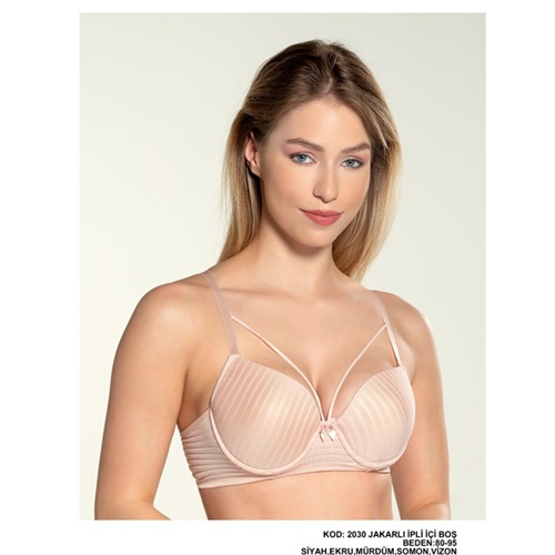 Billiza 2030 Bayan Çapraz Askılı Destekli Jakarlı Sütyen 75-90 - Kiremit