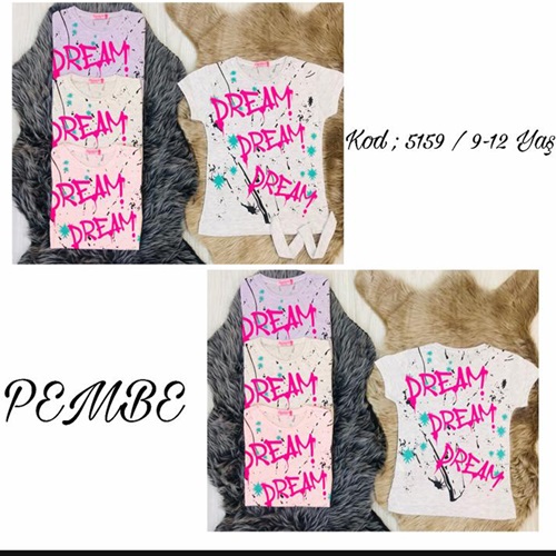 Pembe 6159 Kız Çocuk Penye Dream Bas. Taşlı Tişört 13-16 Yaş