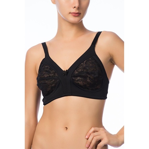 Nbb 352 Bayan Elastan Mikrofiber Toparlayıcı Dantelli Sütyen 75-95 - Siyah - 75