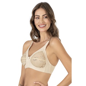 Nbb 352 Bayan Elastan Mikrofiber Toparlayıcı Dantelli Sütyen 75-95 - Ten - 90