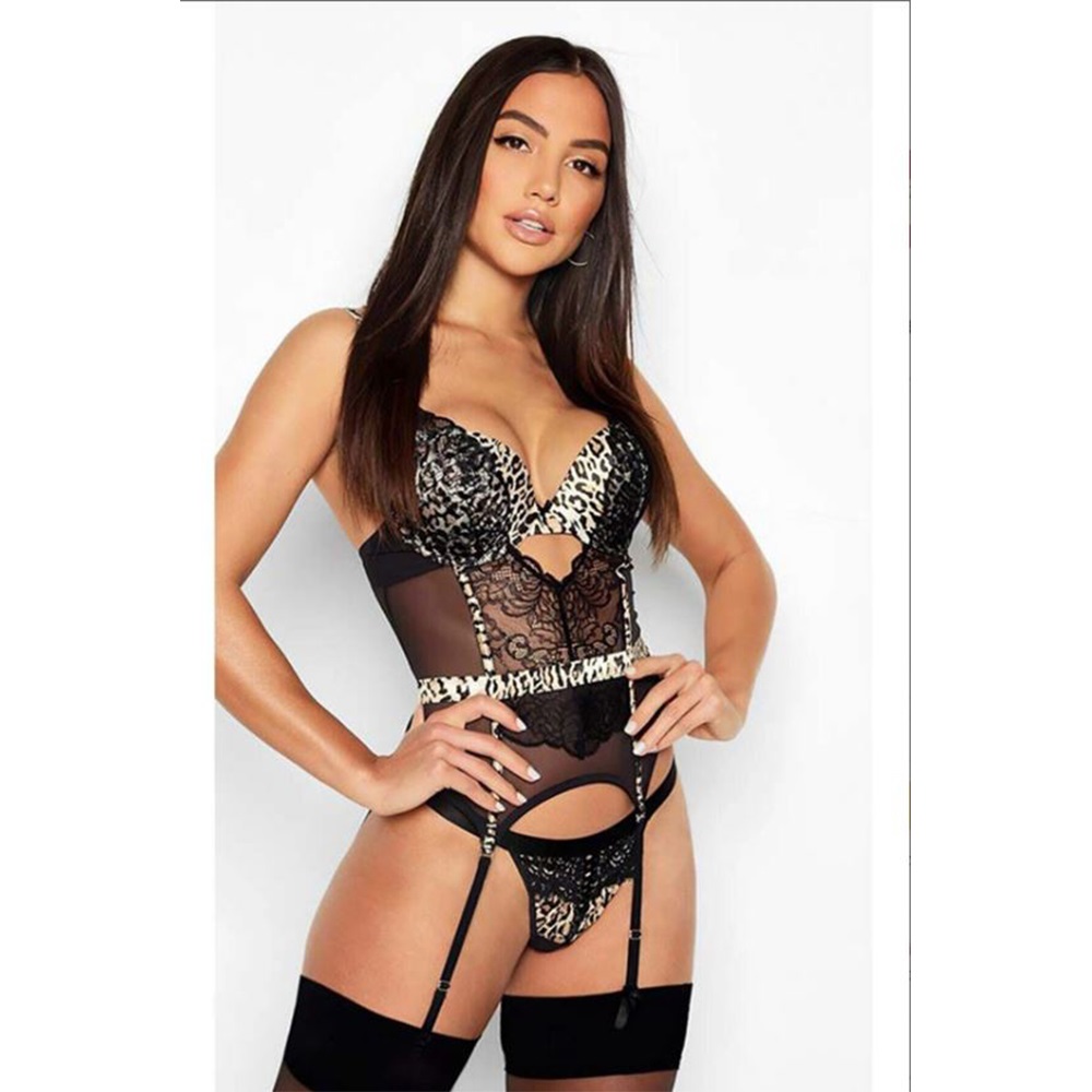 For Dreams 8351 Leopar Fantazi Jartiyer Takım