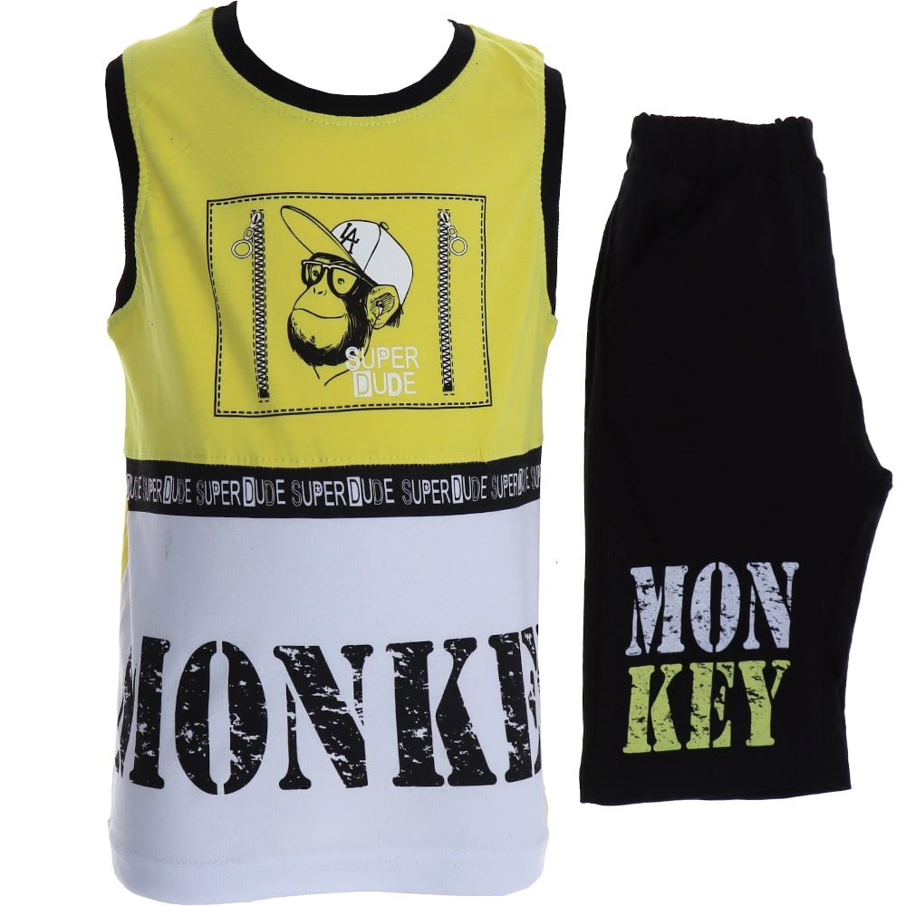 Piti 605 Erkek Çocuk Monkey Bas.Sıfır kol Şortlu Takım 1-4 Yaş