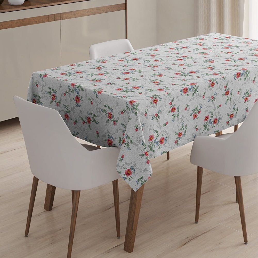 Elzem Desenli Elyaflı Dikdörtgen Masa Örtüsü 140x180cm - Karışık Renk - 140X180 CM