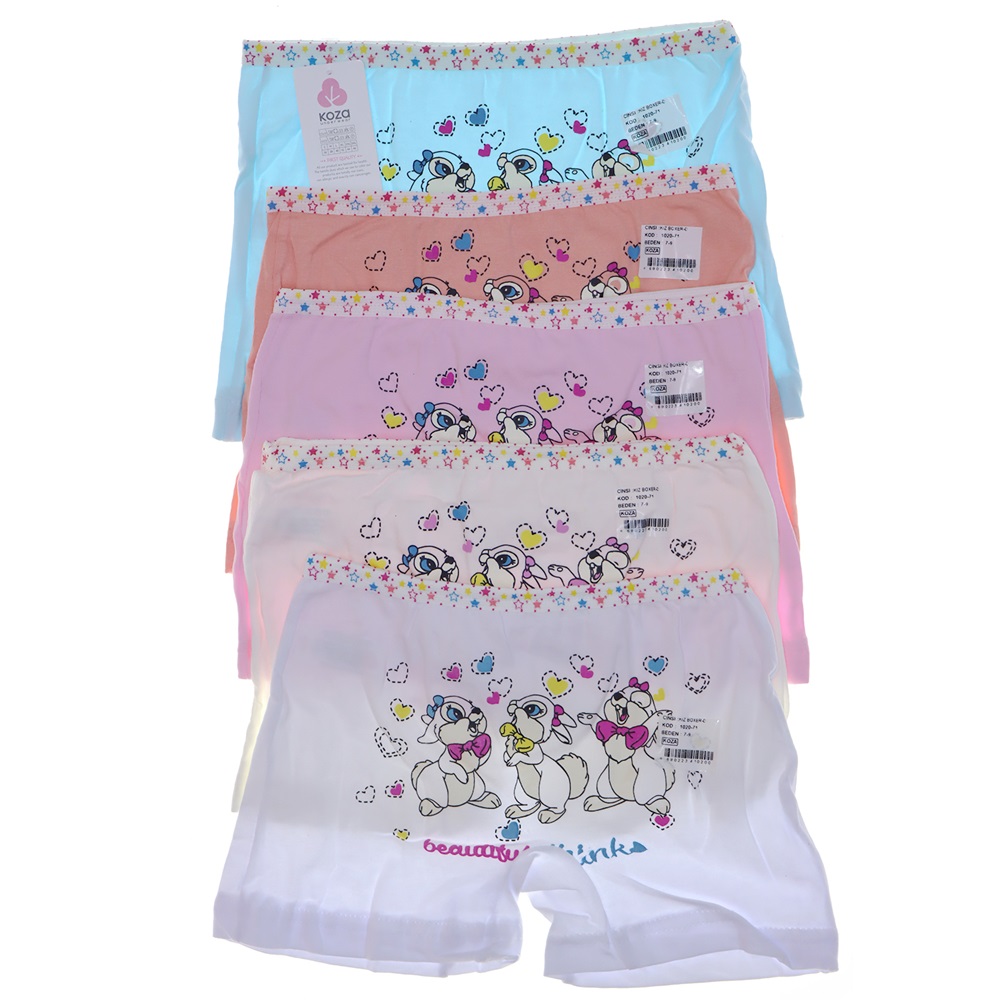 Koza 1020 Kız Çocuk Baskılı Boxer - karışık renk - 5-7 YAŞ