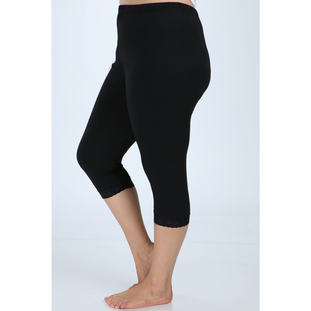 Hilal Yıldız HLY-07 Dantelli Penye Kapri Tayt XL - Gri - XL